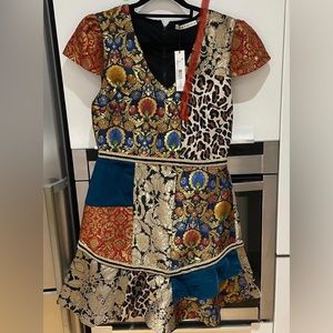 NWT Alice and Olivia Leopard Quilted Pattern Cocktail Dress